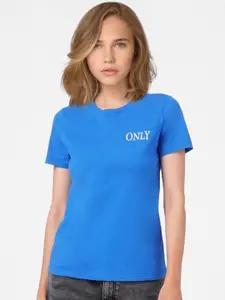 ONLY Women Blue Brand Logo T-shirt