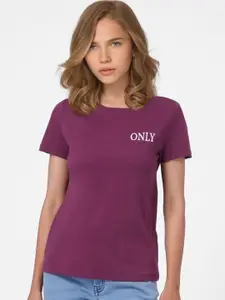 ONLY Women Burgundy T-shirt