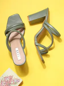 ELLE Green & Beige Block Heels
