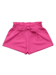 Lil Lollipop Girls Pink Regular Fit Solid Cotton Shorts