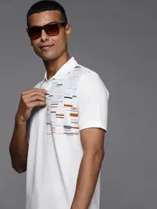 Allen Solly Men White Geometric Printed Polo Collar T-shirt