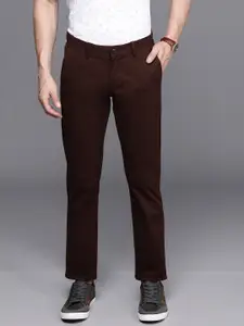 Allen Solly Men Maroon Solid Slim Fit Trousers