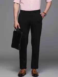 Allen Solly Men Black Textured Slim Fit Trousers