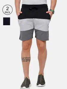 MADSTO Men Black Colourblocked Shorts