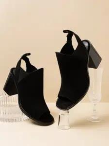 Saint G Women Black Suede Leather Block Heel Mules