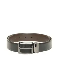 thickskin Men Black Textured PU Reversible Formal Belt