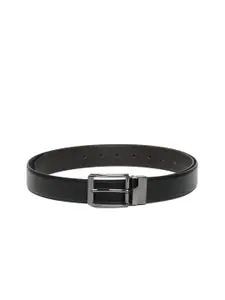 thickskin Men Black Textured PU Reversible Formal Belt