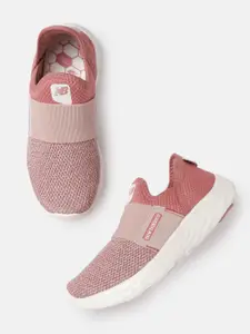New Balance Women Dusty Pink & White Woven Design Slip-On Running Shoes