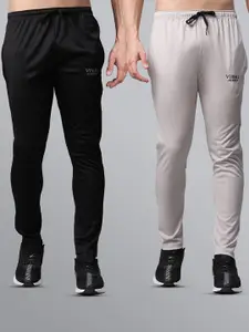 MACK JONNEY JONNEY Men Black & Grey Pack Of 2 Solid Track Pants