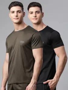 MACK JONNEY JONNEY Men Pack Of 2 Black & Olive Green T-shirt