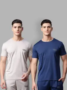 MACK JONNEY JONNEY Men Grey Melange & Navy Blue 2 T-shirt