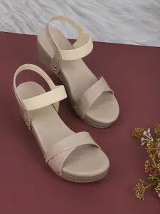ICONICS Beige Wedge Sandals