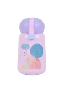 iSWEVEN Pink & Purple Printed Double Wall Vacuum Insulated Water Bottle 350 ml