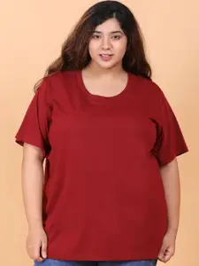 LastInch Women Maroon Casual T-shirt