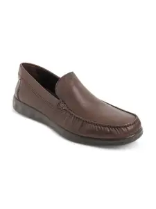 ECCO Men Brown Relaxed American Leather Slite Moc Moccasins