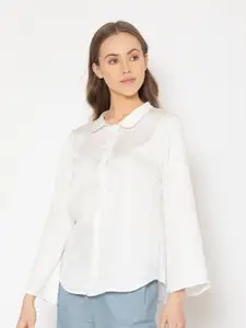 SHAYE Women White Solid Shirt Style Top