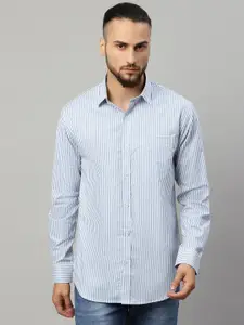 Rodamo Men Blue Slim Fit Striped Casual Shirt