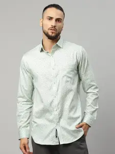 Rodamo Men Green Slim Fit Printed Cotton Casual Shirt