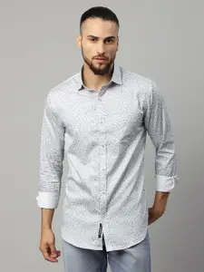 Rodamo Men Grey Slim Fit Floral Printed Casual Shirt