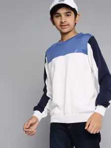 Nautica Boys White & Blue Colourblocked Pullover