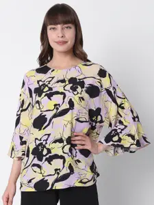 Vero Moda Lavender & Black Floral Print Top