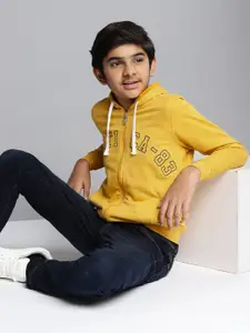 Nautica Boys Yellow Brand Logo Applique Detail Hooded Pure Cotton Sweatshirt