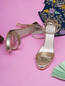 Misto Gold-Toned & Silver-Toned Embellished Sandals