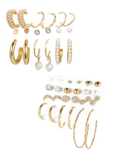Vembley Set Of 21 Gold-Toned & Plated Contemporary Studs Earrings