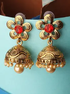 ANIKAS CREATION Red Contemporary Jhumkas Earrings