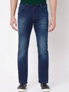 Mufti Men Blue Straight Fit Heavy Fade Stretchable Jeans