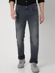 Mufti Men Grey Low Distress Heavy Fade Stretchable Jeans
