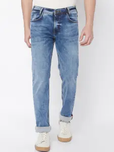 Mufti Men Blue Straight Fit Heavy Fade Stretchable Jeans