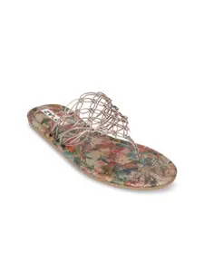 Zyla Women Rose Gold Open Toe Flats