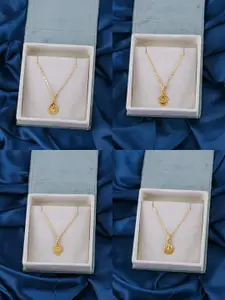 Brandsoon Set Of 4 Gold-Toned Brass Gold-Plated Pendent Necklace