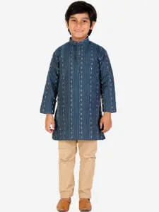 Pro-Ethic STYLE DEVELOPER Boys Blue Striped Pure Cotton Kurta with Pyjamas