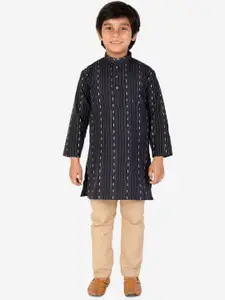 Pro-Ethic STYLE DEVELOPER Boys Black & White Pure Cotton Kurta with Pyjamas