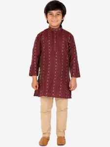 Pro-Ethic STYLE DEVELOPER Boys Maroon Pure Cotton Kurta with Pyjamas