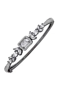 CURIO COTTAGE Women Silver-Toned Cubic Zirconia Rhodium-Plated Bangle-Style Bracelet