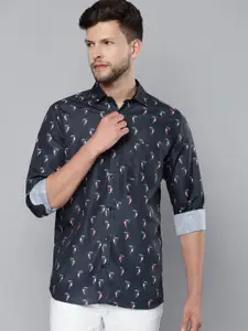 DENNISON Men Navy Blue Smart Slim Fit Printed Casual Shirt