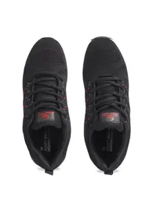 Lancer Men Black & Red Textile Running Non-Marking Shoes