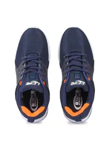 Lancer Men Navy Blue & Orange Textile Running Non-Marking Shoes