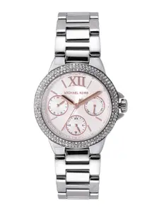 Michael Kors Women White Dial & Silver Toned Bracelet Style Analogue Watch MK7198