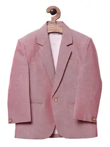 RIKIDOOS Boys Pink Self-Designed Comfort-Fit Single Breasted Blazer