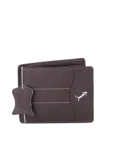 WILD EDGE Men Brown Printed Leather Two Fold Wallet