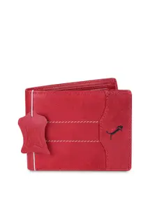 WILD EDGE Men Red Leather Two Fold Wallet
