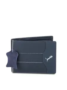 WILD EDGE Men Blue Leather Two Fold Wallet