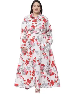Flambeur Plus Size Women Multicoloured Floral Crepe Maxi Dress