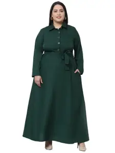 Flambeur Plus Size Women Green Crepe Maxi Dress