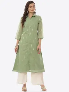 Rangriti Women Green Ethnic Motifs Printed A-Line Maxi Dress