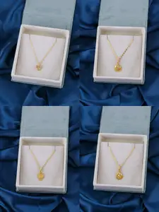 Brandsoon Women Brass Gold-Plated Set of 4 Chain with Pendant